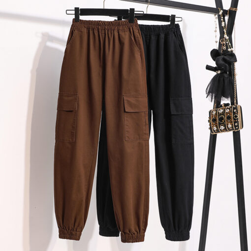 Large loose high waisted slim straight tube legged versatile pants