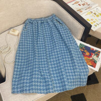 Denim large jacquard wash skirt pleated - Image 2