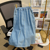 Denim large jacquard wash skirt pleated - Image 3