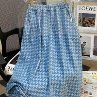 Denim large jacquard wash skirt pleated - Image 4