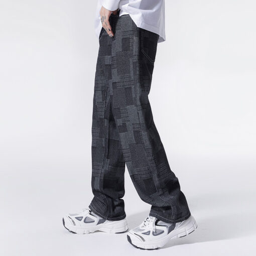 Jacquard Jeans for Men Versatile Loose Straight Leg Jeans for Men - Image 2
