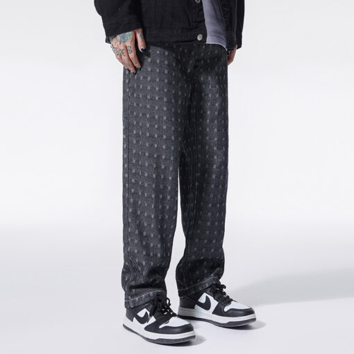 Harun Jeans Men's Fashion Jacquard Jeans Men's Loose Straight Leg Pants - Image 2