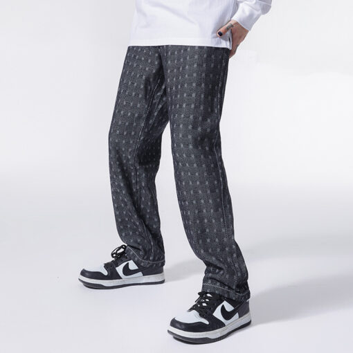 Harun Jeans Men's Fashion Jacquard Jeans Men's Loose Straight Leg Pants - Image 3