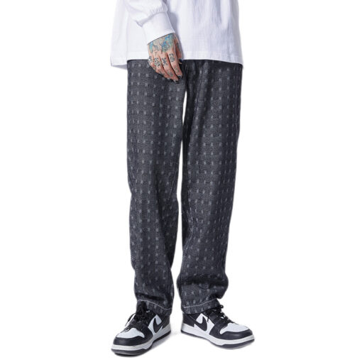 Harun Jeans Men's Fashion Jacquard Jeans Men's Loose Straight Leg Pants - Image 4