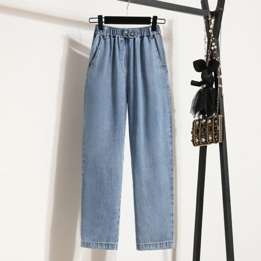 Tencel jeans Ice silk super thin large women's trousers Casual Harun pants - Image 2