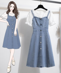 Strap, jumpsuit, denim skirt