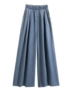 Elastic waisted Tencel wide leg jeans
